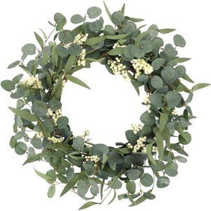 Artificial Eucalyptus Wreath for Front Door 20in,Spring Summer Green Leaf Wreath